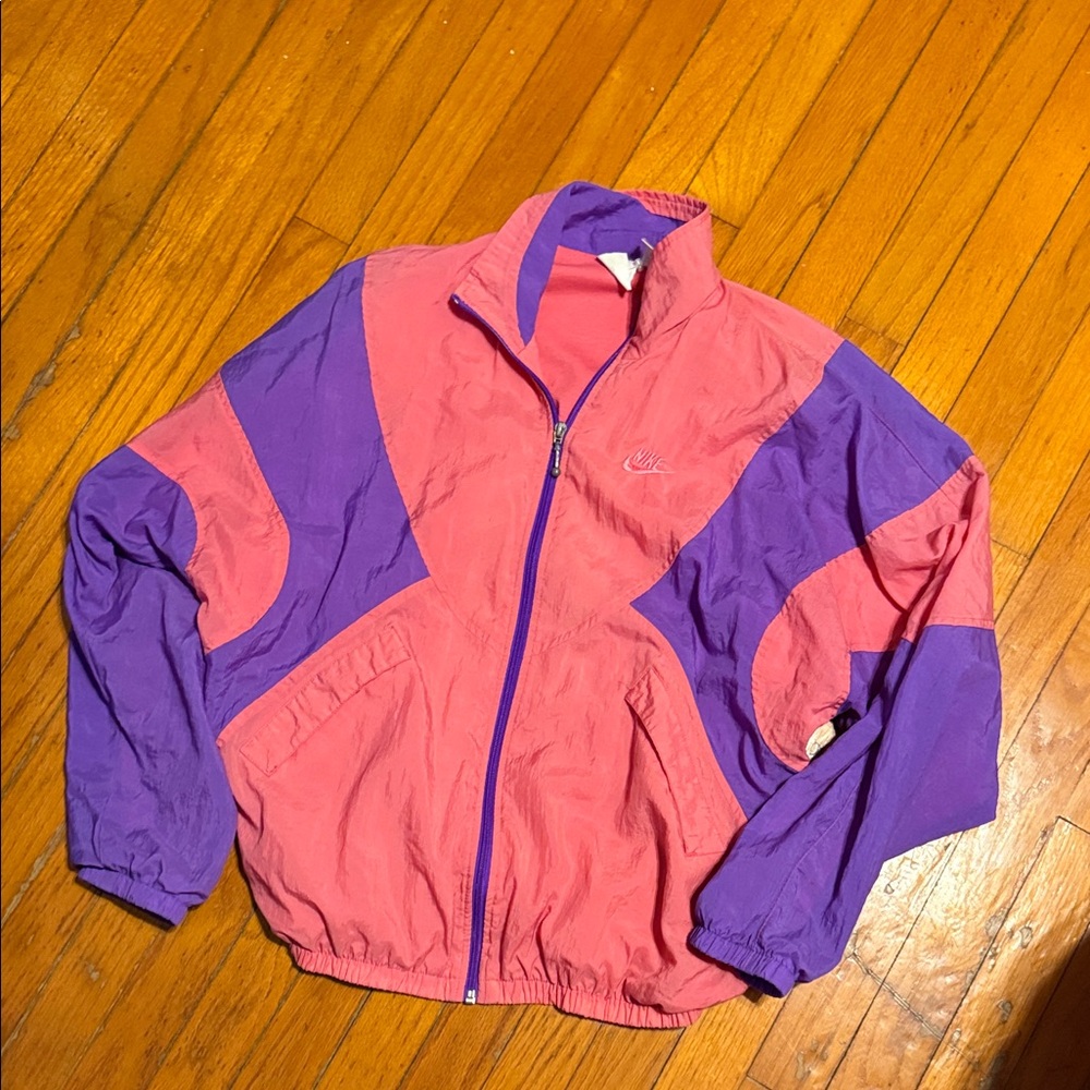 Nike VTG med pink purple windbreaker zip up jacket